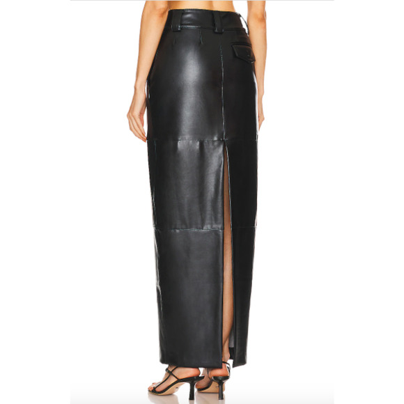Helsa Studio Waterbased Faux Leather Maxi Skirt Black NWT Small Revolve - Picture 3 of 10
